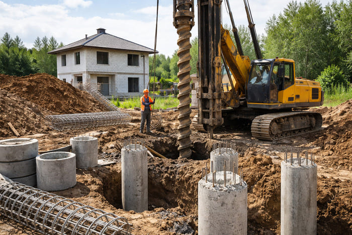 Как происходит бурение свай под фундамент?